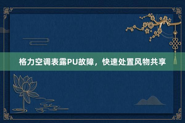 格力空调表露PU故障，快速处置风物共享